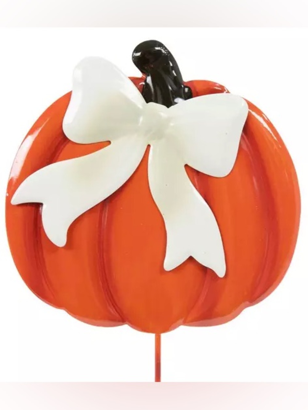 (4) Pumpkin With Bow Metal Garden Pick